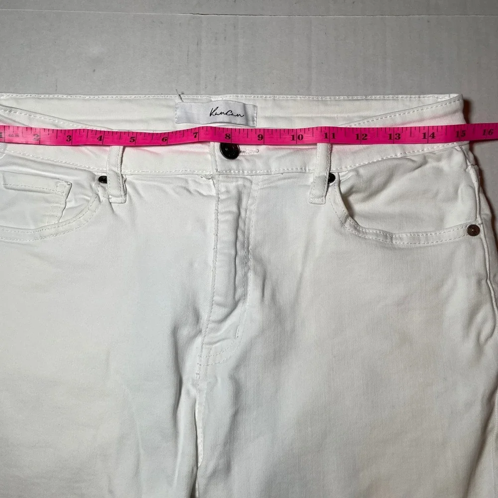 KanCan White Skinny Jeans Frayed High-Low Raw Hem Womens 11/29 Stretch Denim‎